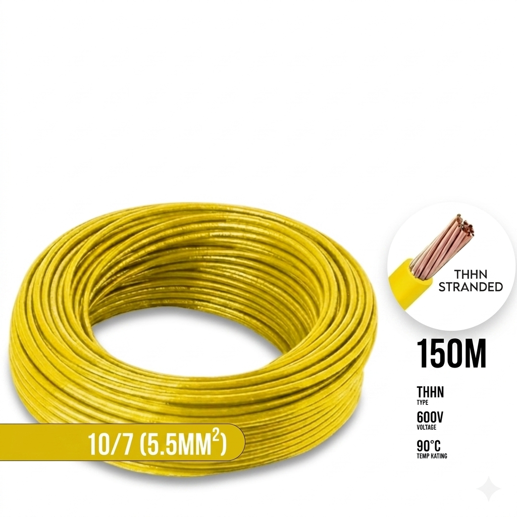 Boston THHN AWG 10/7, THWN 5.5mm² Stranded 150 Meters/Roll Yellow