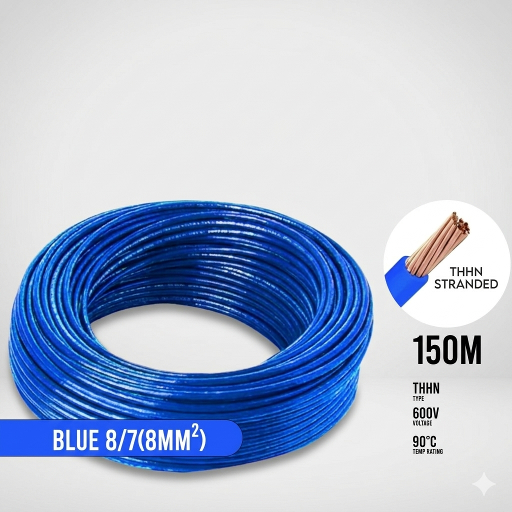 Boston THHN AWG 8/7, THWN 8.0mm² Stranded 150 Meters/Roll Blue