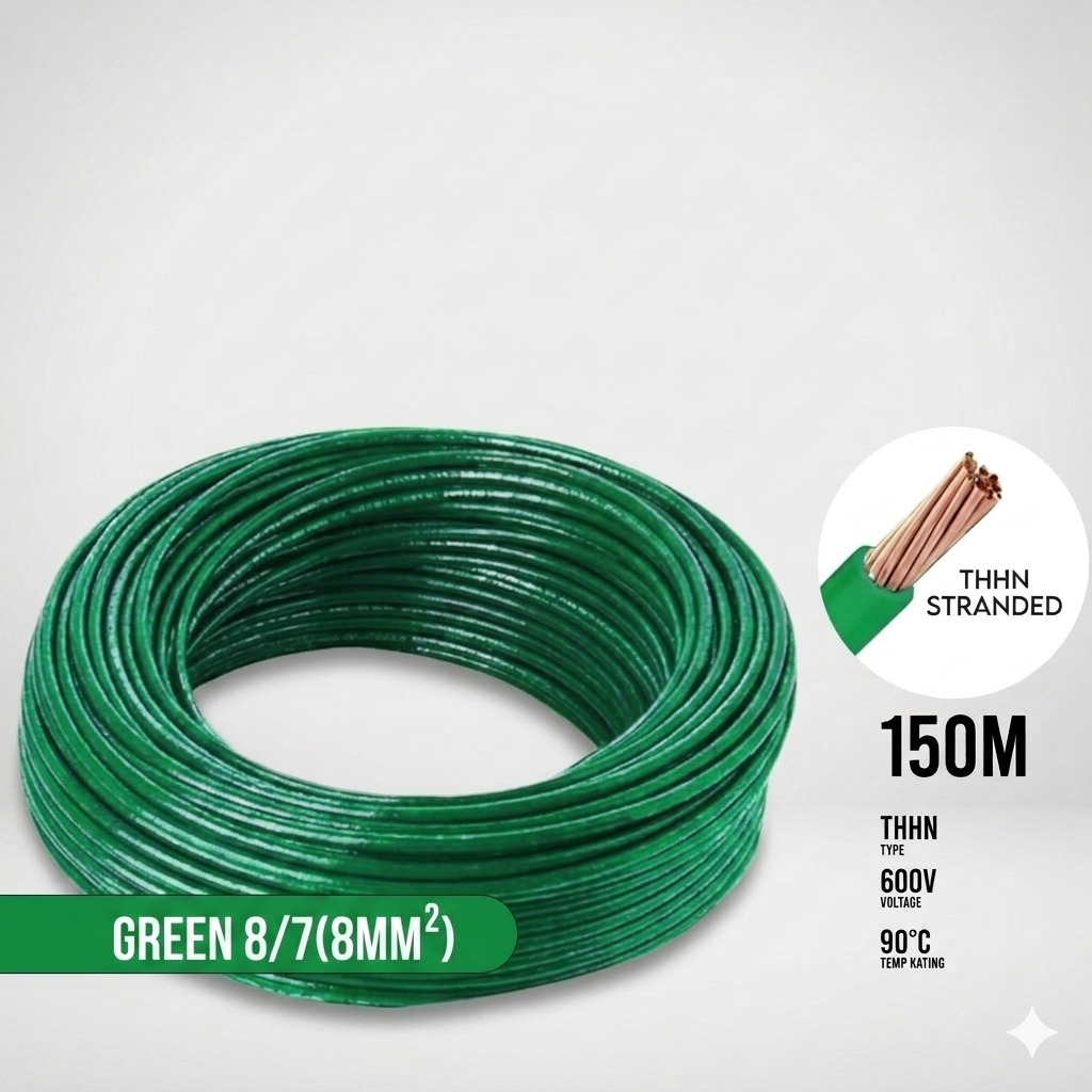 Boston THHN AWG 8/7, THWN 8.0mm² Stranded Red - 150 Meters/Roll Green
