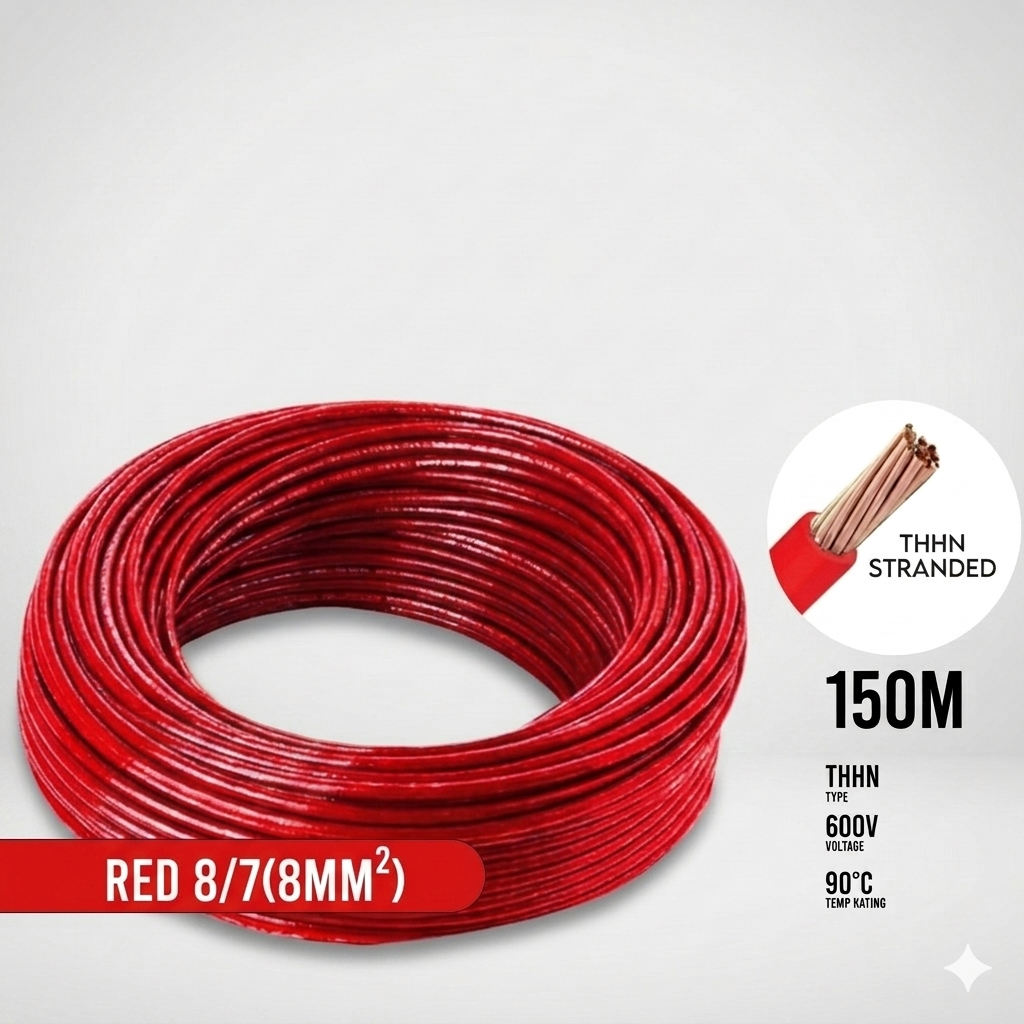 Boston THHN AWG 8/7, THWN 8.0mm² Stranded Red - 150 Meters/Roll Red
