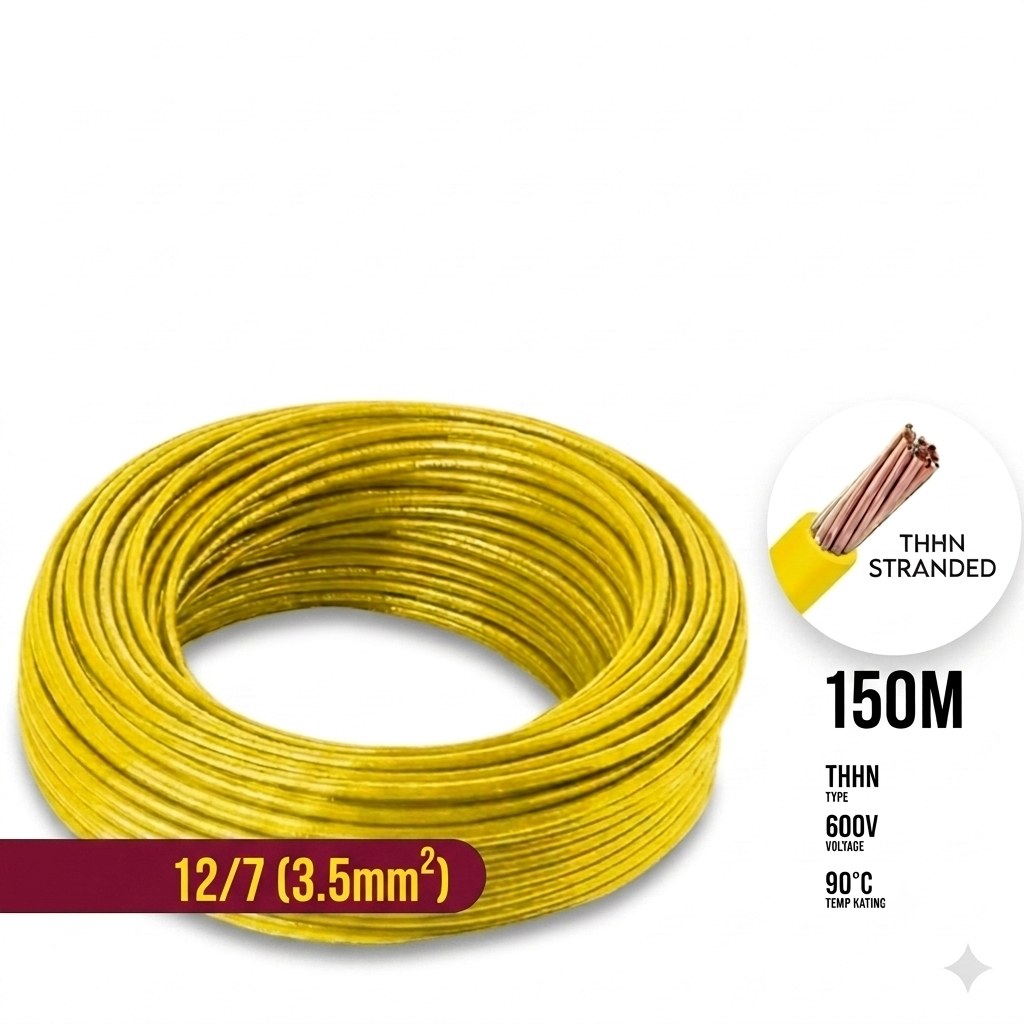 Boston THHN/THWN AWG 12/7, THWN/THHN 3.5mm² Stranded 150 Meters/Roll Yellow