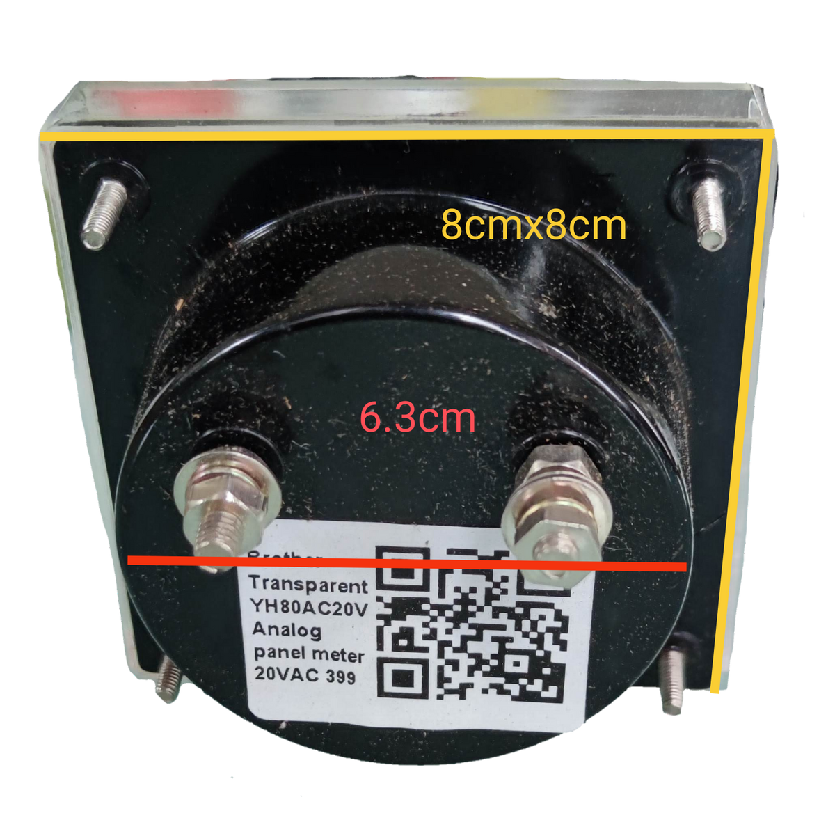 Brother Panel Meter 20V for AC and DC with black round analog display and mounting screws