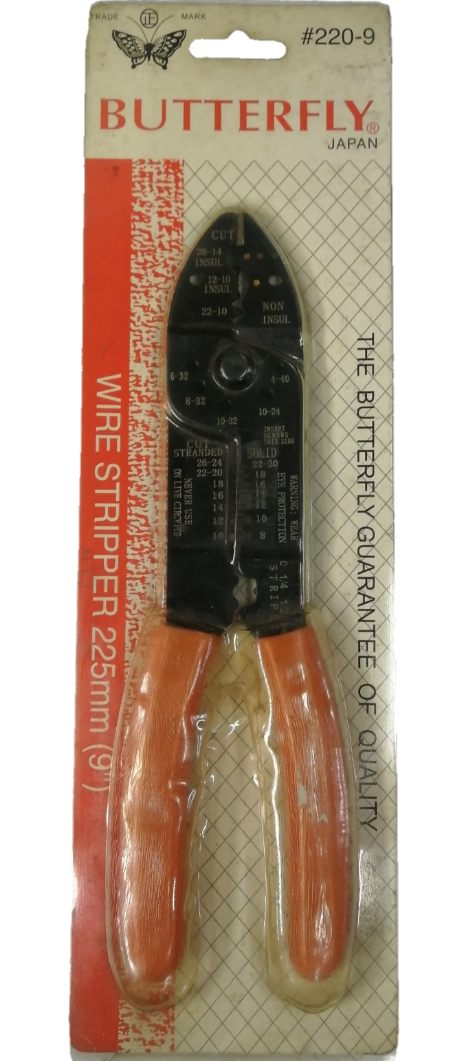 Butterfly 9 Inch Wire Stripper 225mm 2209 with orange handles in original packaging