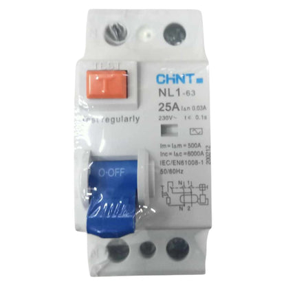 Electrical circuit breaker with Chint branding on a white background