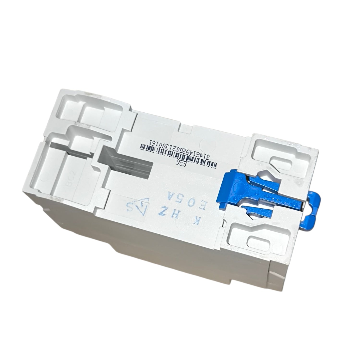 Record player stylus with blue contact on a white background