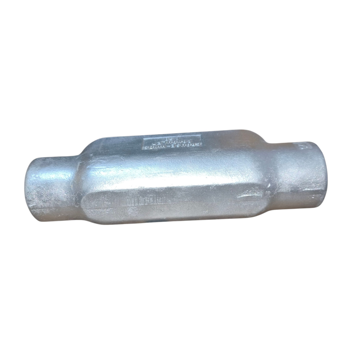 Metallic cylindrical object on a white background