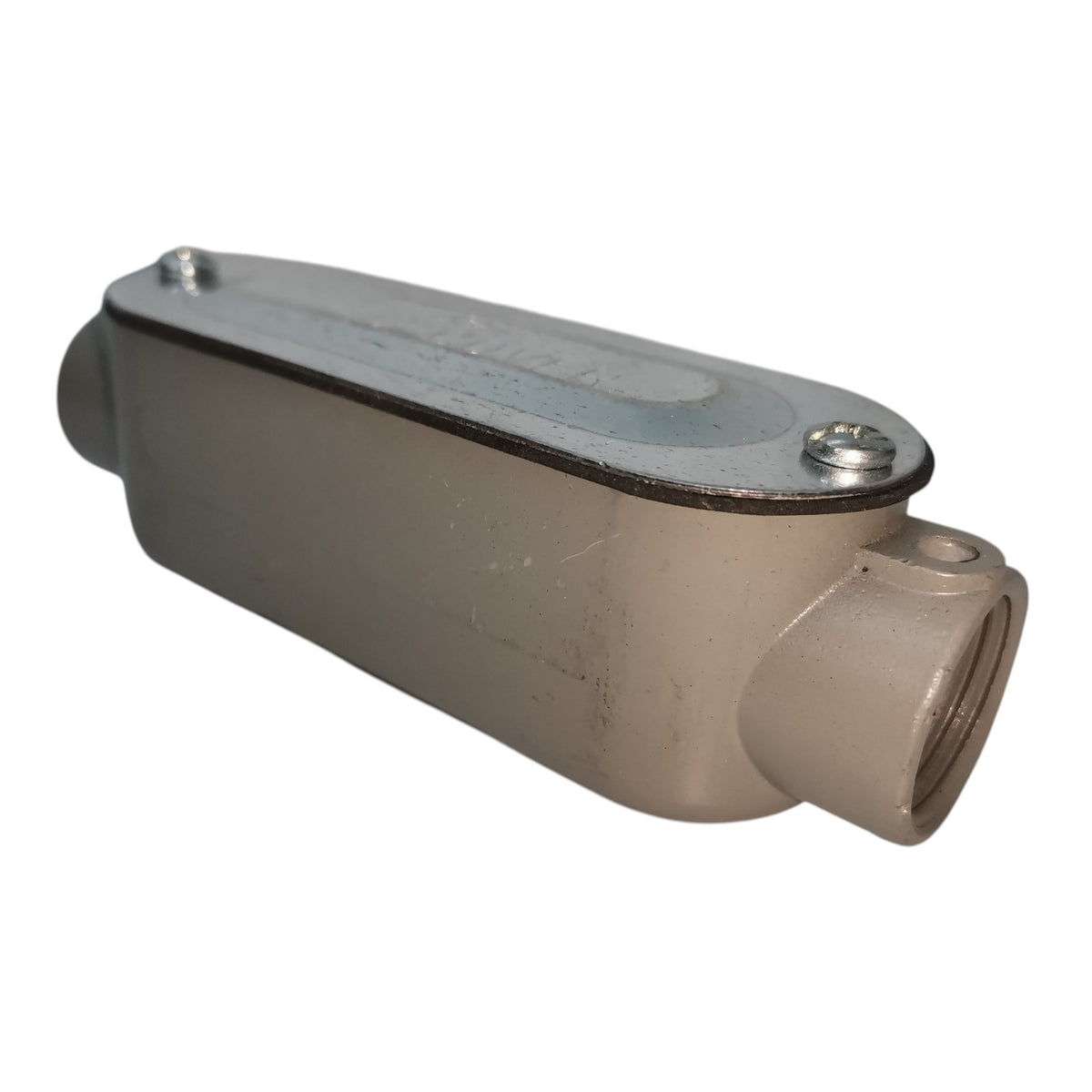 Metal pipe fitting on a white background