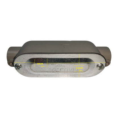 Metallic exhaust pipe with dimensions labeled on a white background