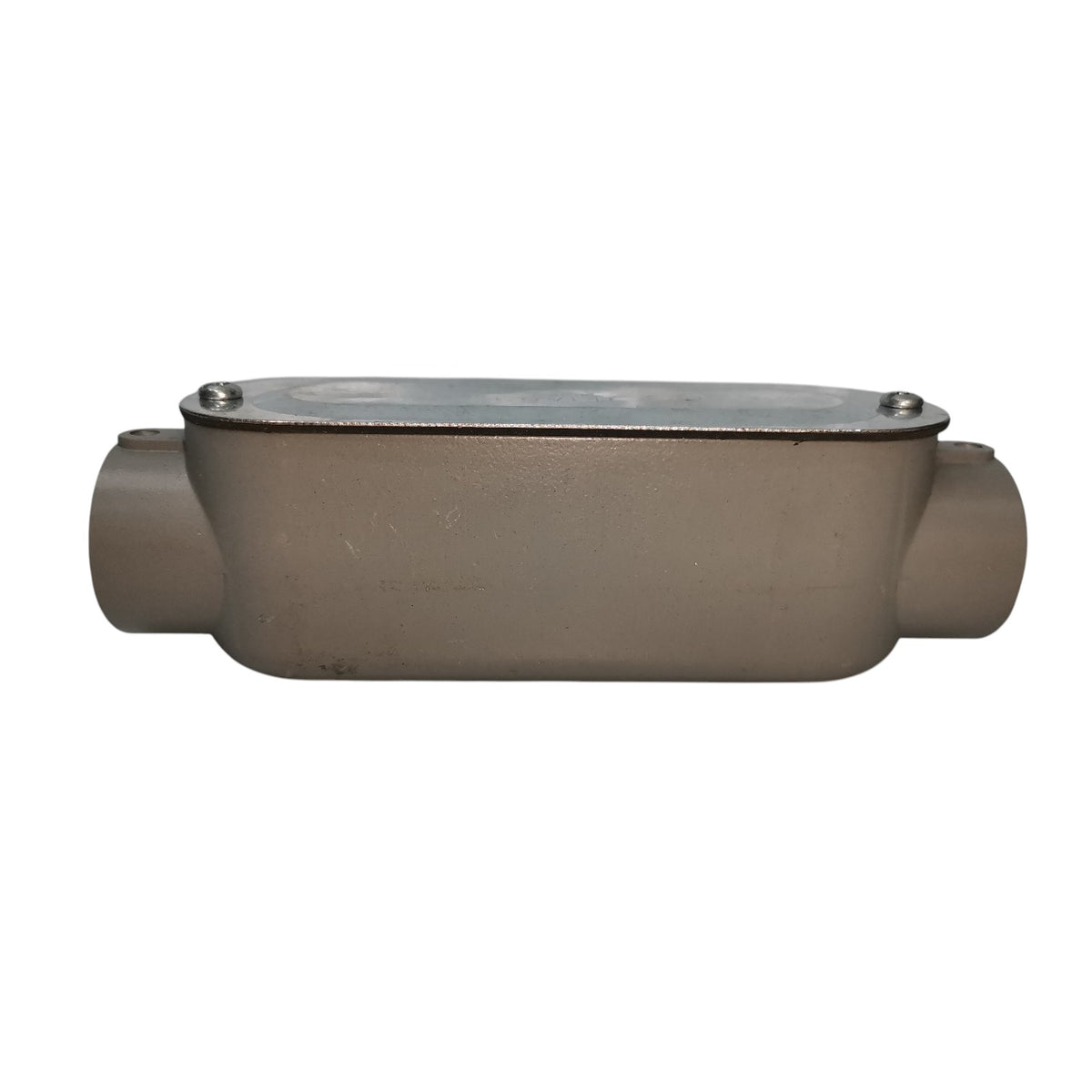 Metal pipe fitting on a white background