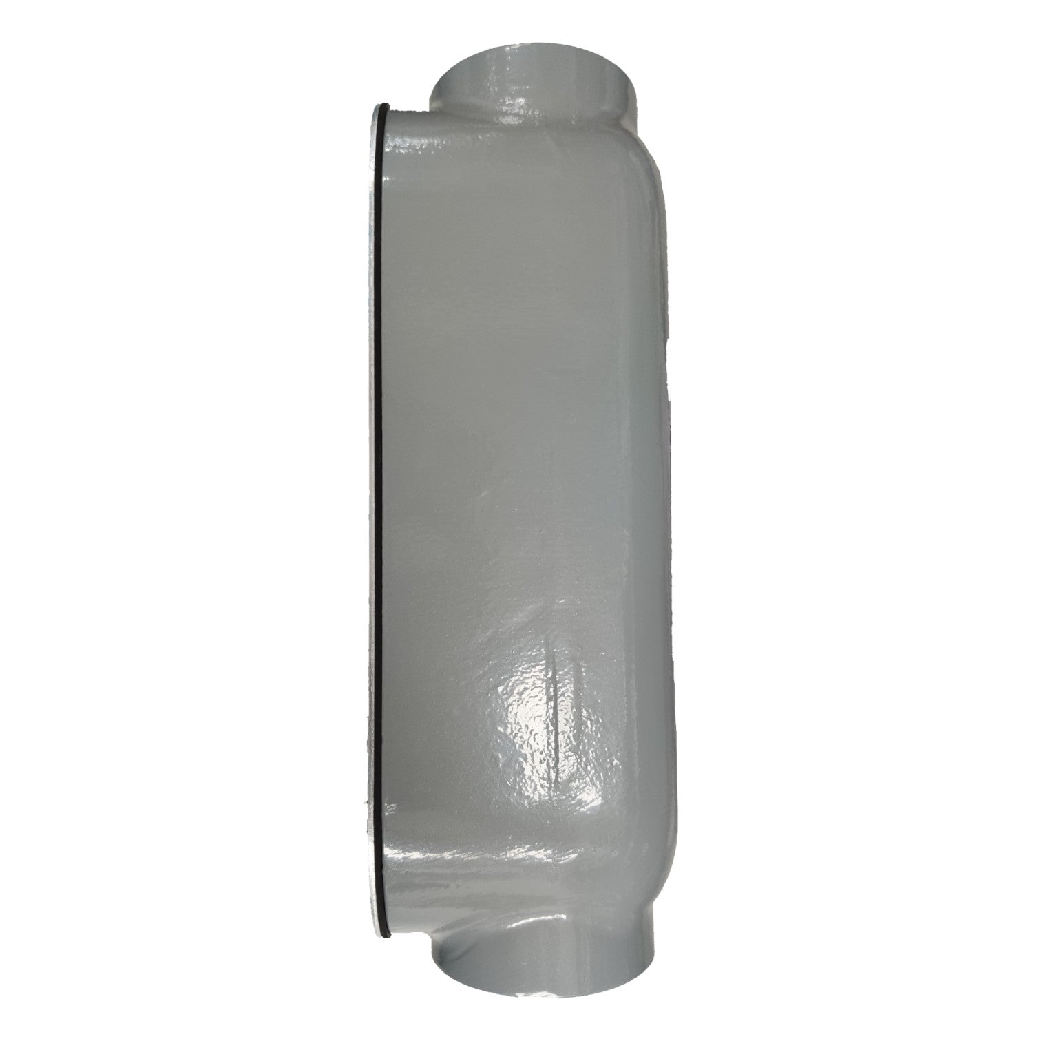 Clear plastic cylindrical container on a white background