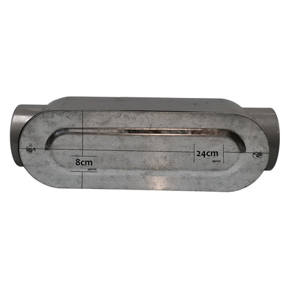 Metal handle with measurement markings on a white background