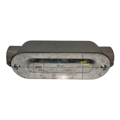 Metallic object with dimensions on a white background