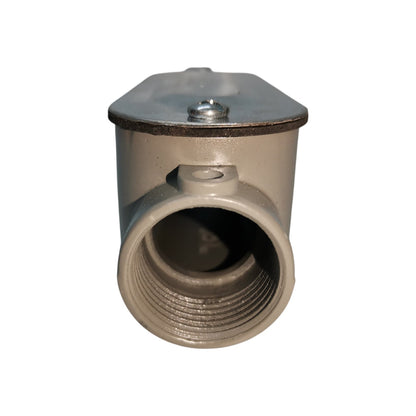 Metal pipe fitting on a white background
