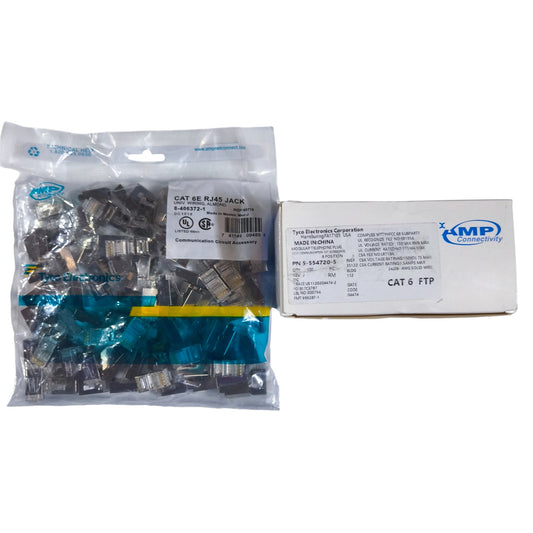 AMP CAT6E RJ45 Connector Shielded Metal Pass Through (100PCS) Per Order