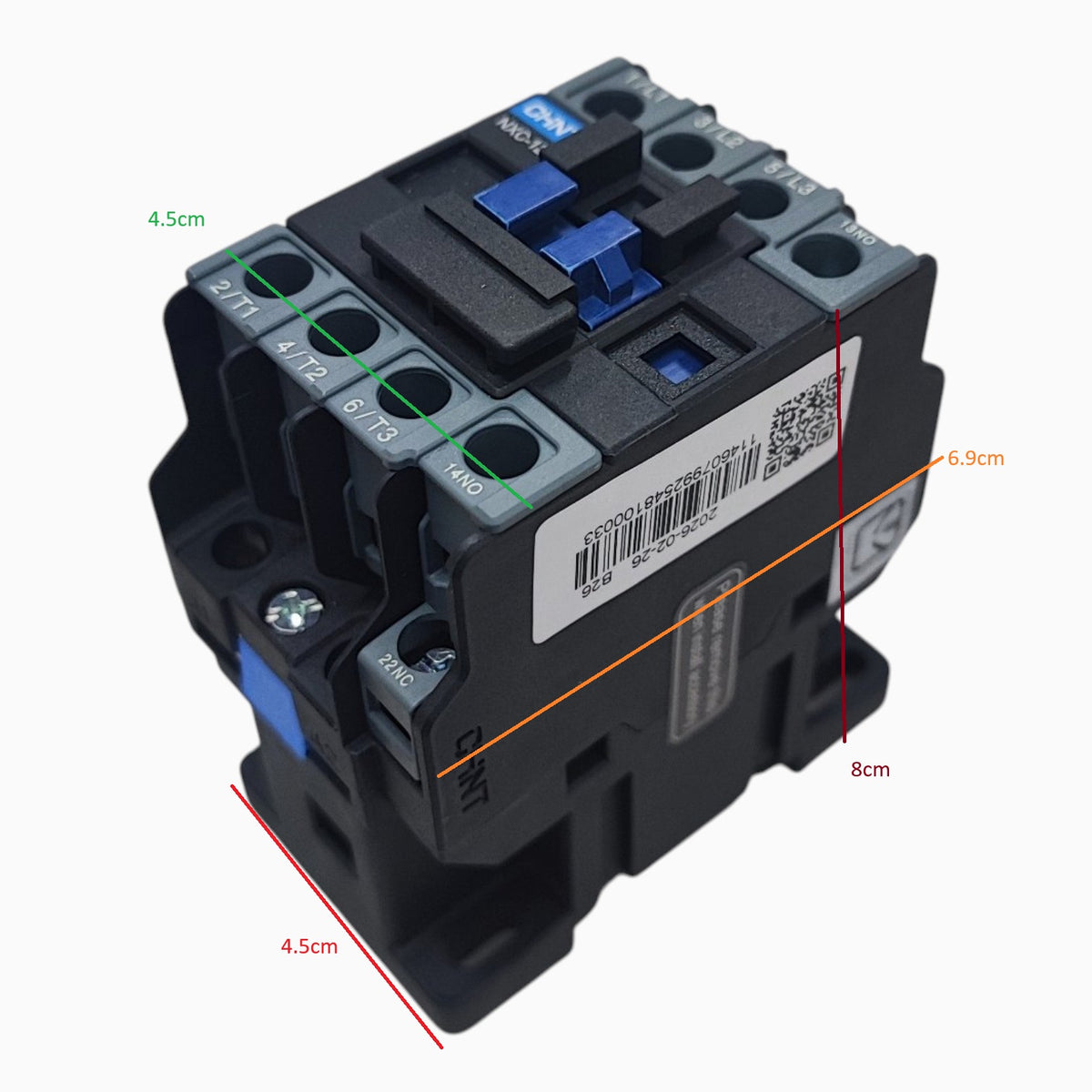 Chint 12A 3 Phase Magnetic Contactor 1NO + 1NC Coil Voltage 220V