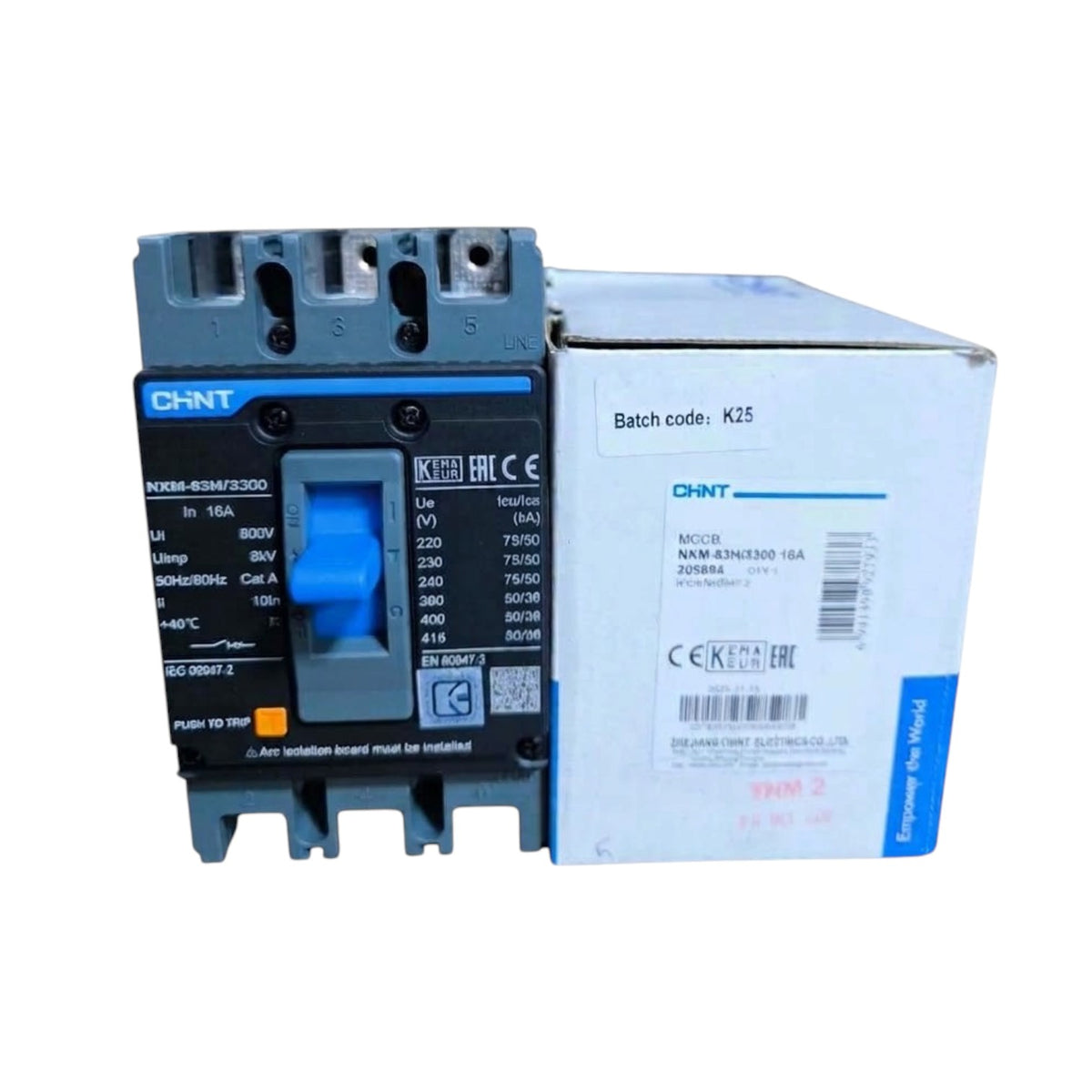 Chint 16A 3 Pole Industrial Circuit Breaker 3 Phase 63AF 75KAIC 220V 50kA 415V MCCB NXM-63H/3300/16A