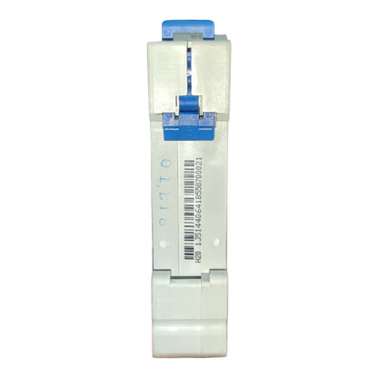 Medical device with a barcode label on a white background