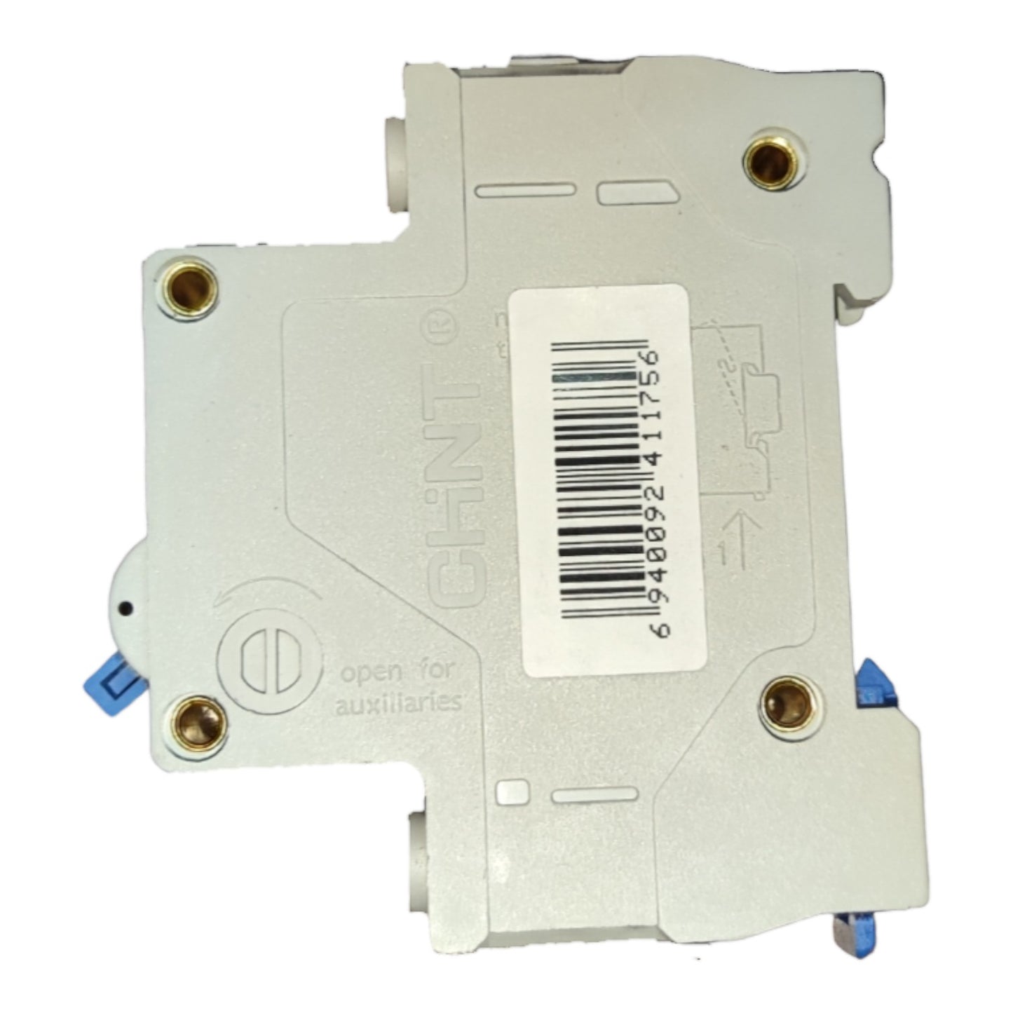 Electrical switch with a barcode label on a white background