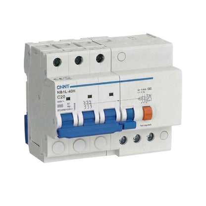Chint 20A 3P+N 30mA 10KAIC 400V Residual Current Circuit Breaker with Overcurrent Protection RCBO NB1L-40H-20A3P+N