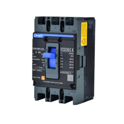 Chint 20A 3 Pole Industrial Circuit Breaker 3 Phase 63AF 36KAIC 220V 25kA 415V MCCB NXM-63S/3300/20A