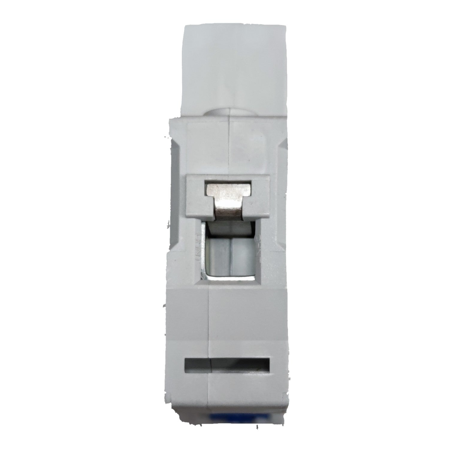 Gray electrical breaker on a white background