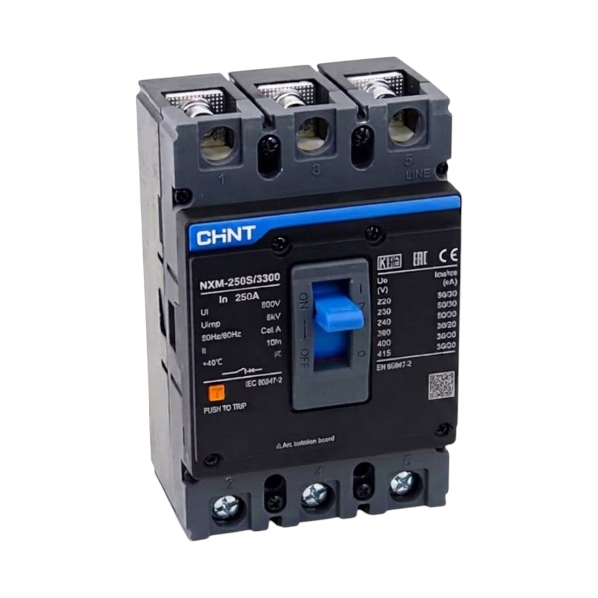 Chint 250A 3 Pole Industrial Circuit Breaker 3 Phase 250AF 50KAIC 220V 36kA 415V MCCB NXM-250S/3300/250A