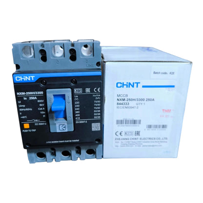 Chint 250A 3 Pole Industrial Circuit Breaker 3 Phase 250AF 75KAIC 220V 50kA 415V MCCB NXM-250H/3300/250A