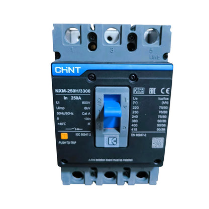 Chint 250A 3 Pole Industrial Circuit Breaker 3 Phase 250AF 75KAIC 220V 50kA 415V MCCB NXM-250H/3300/250A