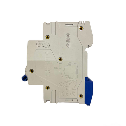 Electrical breaker panel with branding on a white background