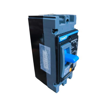 A CH-NT industrial contactor shown next to its original light blue and white cardboard packaging box on a plain white background.