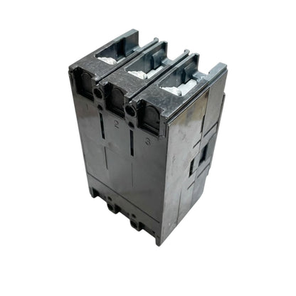 A heavy-duty industrial electrical contactor with a black plastic housing and silver metal terminal strips, shown on a plain white background.