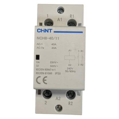 Circuit breaker with CHNT branding on a white background