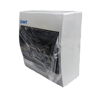 A white wall-mounted dispenser box with a clear plastic cover over a black interior, featuring the blue CHNT logo on the top left, shown against a plain white background.