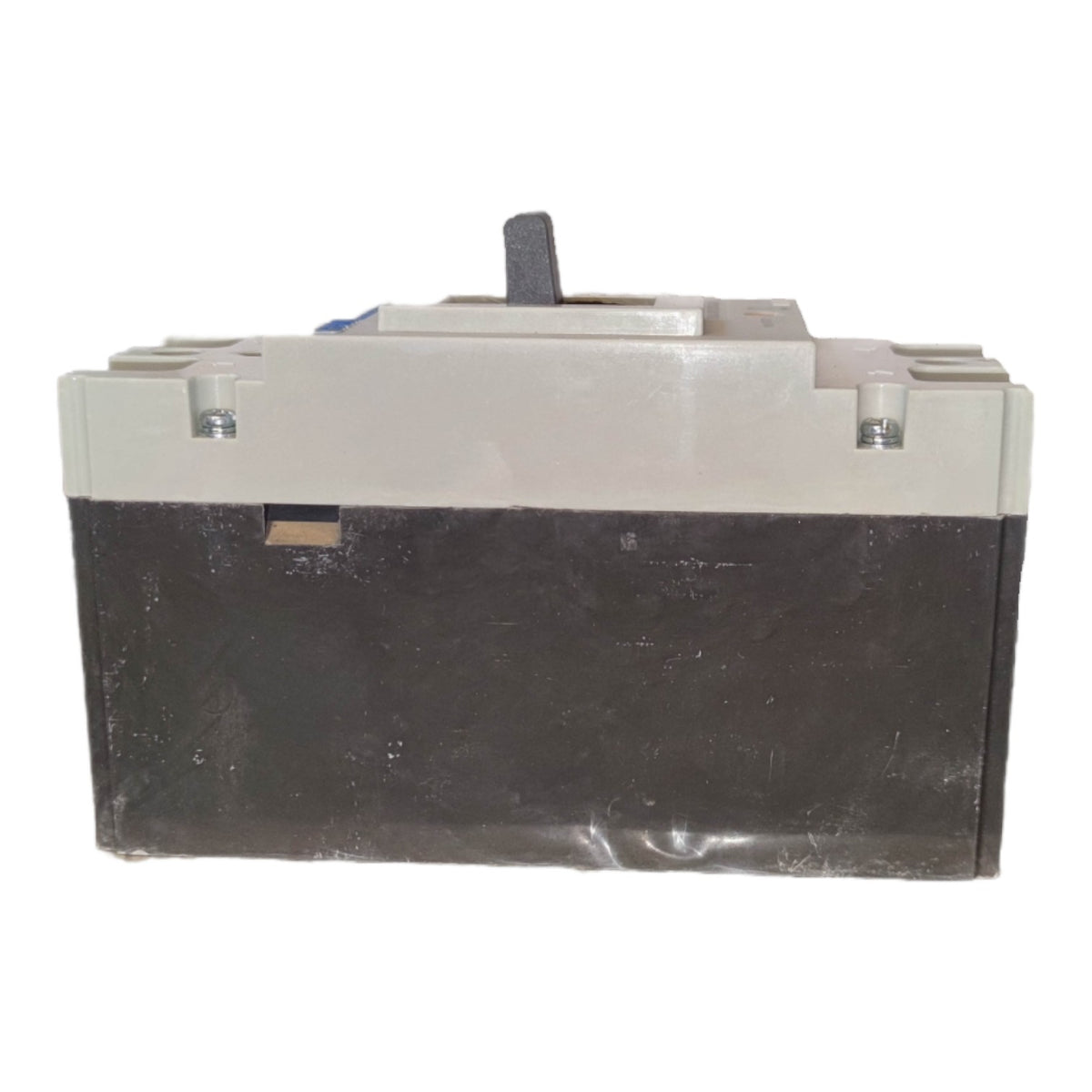 A rectangular industrial electrical component or switch module with a light gray top casing and a dark charcoal lower body, shown against a plain white background.