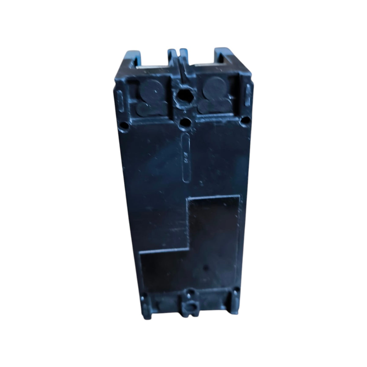 A black plastic electrical terminal block or connector component, shown from the back against a plain white background.