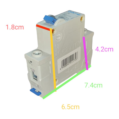 Electrical switch with dimensions labeled on a white background