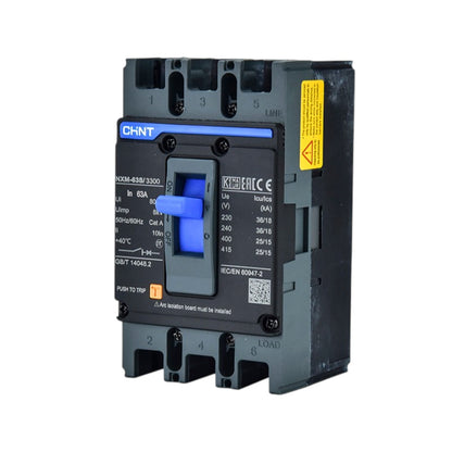 Chint 63A 3 Pole Industrial Circuit Breaker 3 Phase 63AF 36KAIC 220V 25kA 415V MCCB NXM-63S/3300/63A
