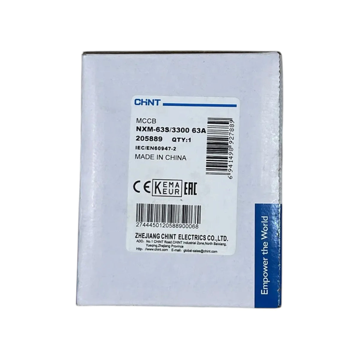 Chint 63A 3 Pole Industrial Circuit Breaker 3 Phase 63AF 36KAIC 220V 25kA 415V MCCB NXM-63S/3300/63A