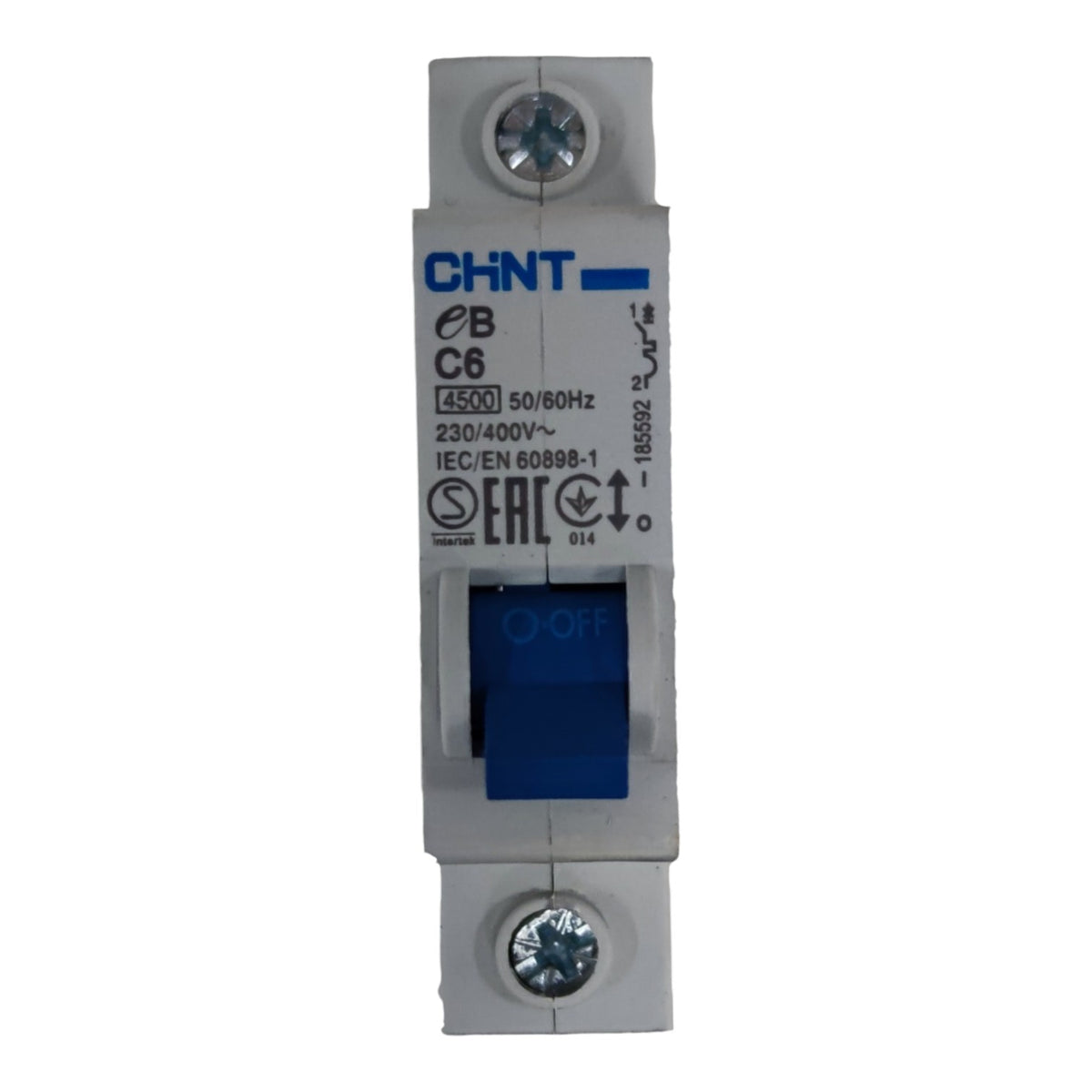 Circuit breaker with CHINT branding on a white background