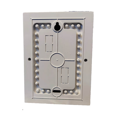 A white plastic wall-mounted LED light bar kit with a mounting plate, featuring multiple circular light bulbs arranged in rows and a central mounting cross.