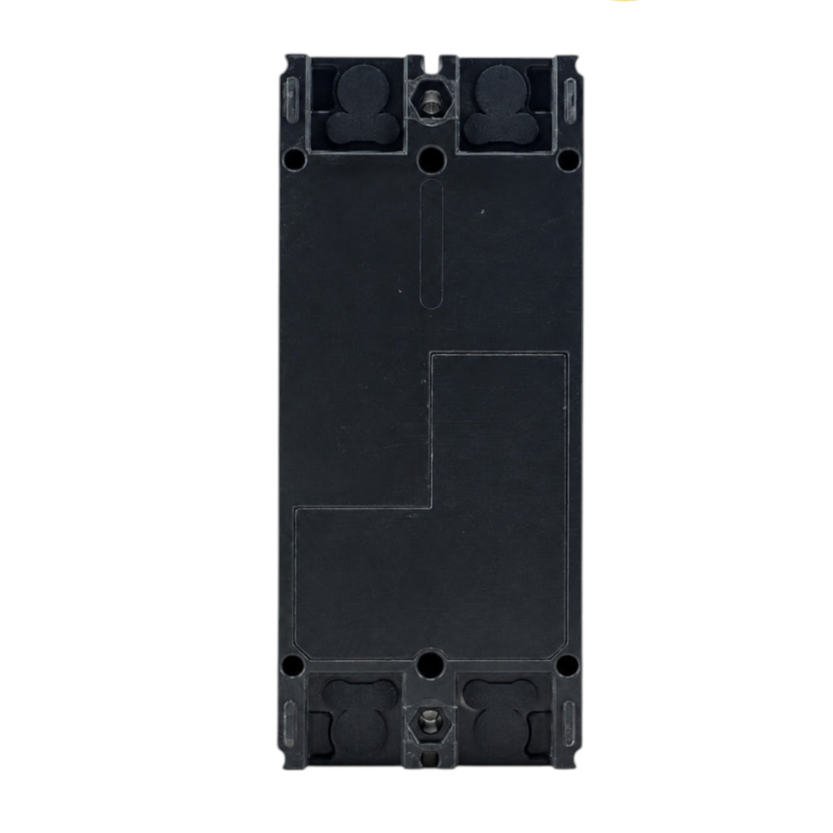 A black plastic electrical terminal block or connector housing component, shown from the back against a plain white background.