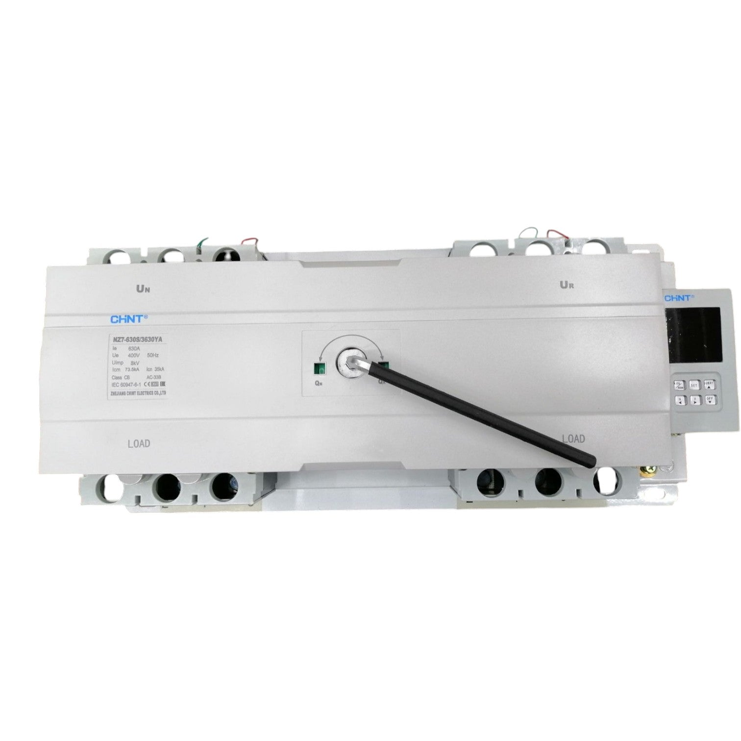 Control panel with various buttons and displays on a white background