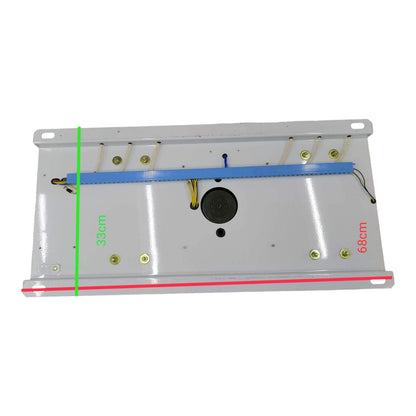 Router table insert plate with measurements on a white background