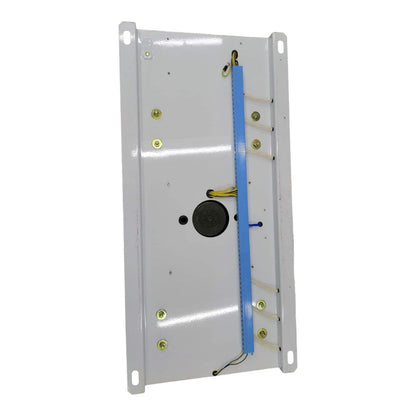 Rectangular metal panel with wiring on a white background