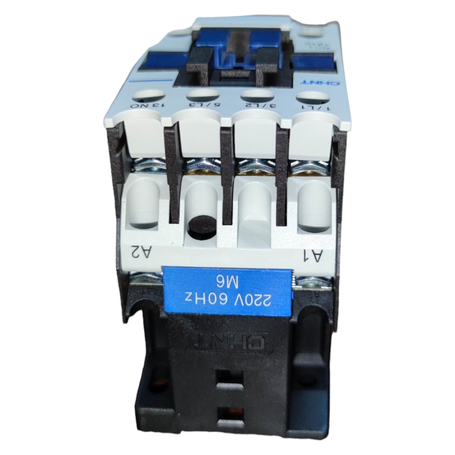 Electrical contactor with specifications on a white background