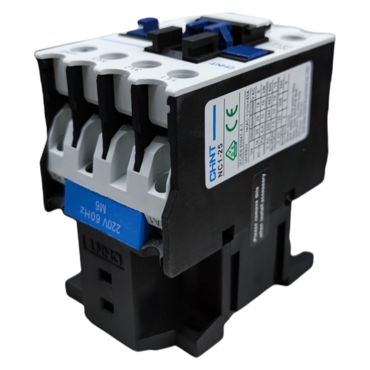 Electrical contactor with visible branding on a white background