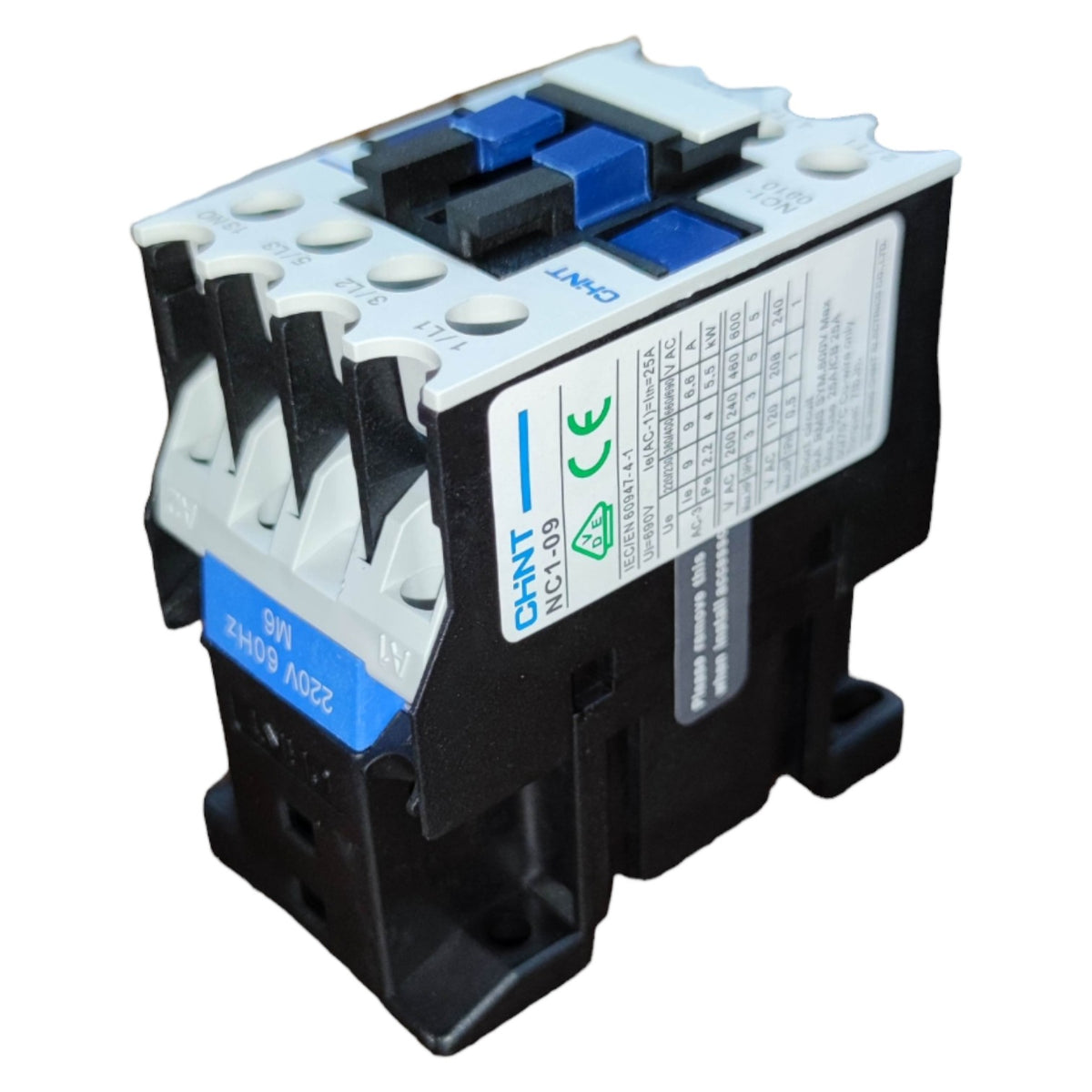 Electrical contactor with CHTN branding on a white background