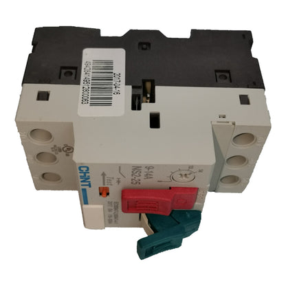 Electrical circuit breaker with visible branding on a white background