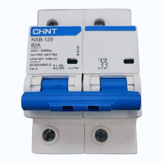 Chint NXB-125 80A 2Pole Single Phase 10 KAIC 220V Miniature Circuit Breaker DIN Rail Type MCB