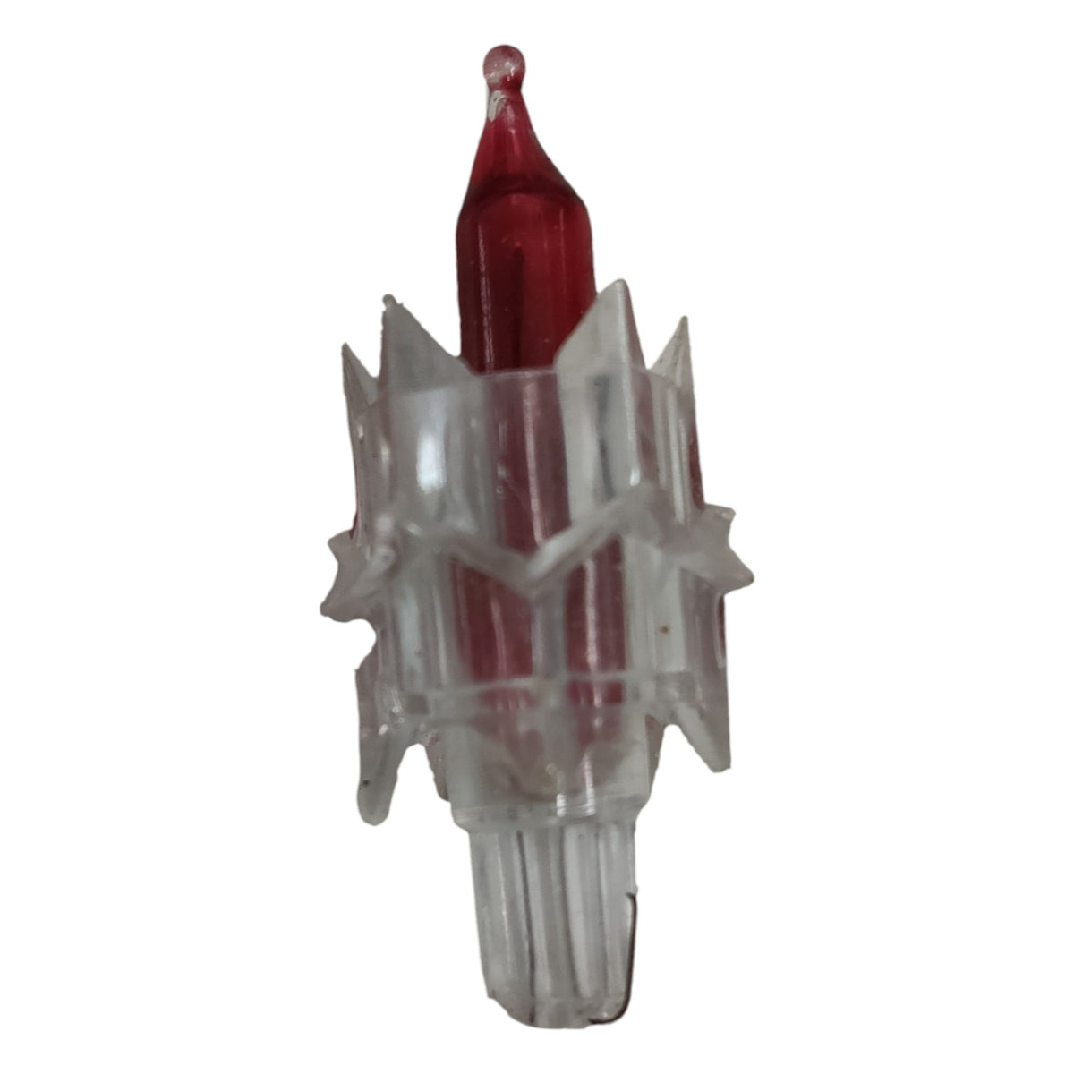 Red ink cartridge with a clear plastic housing on a white background